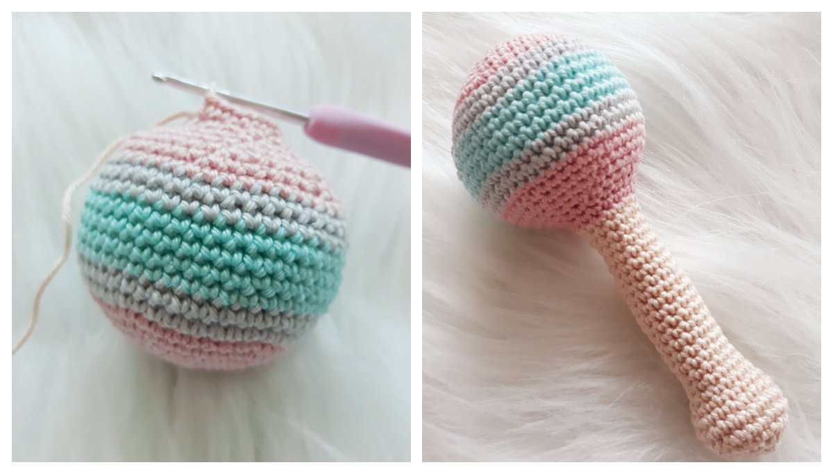 Blog-Inhaltsbild für 'Babyrassel, kostenlose Häkelanleitung'